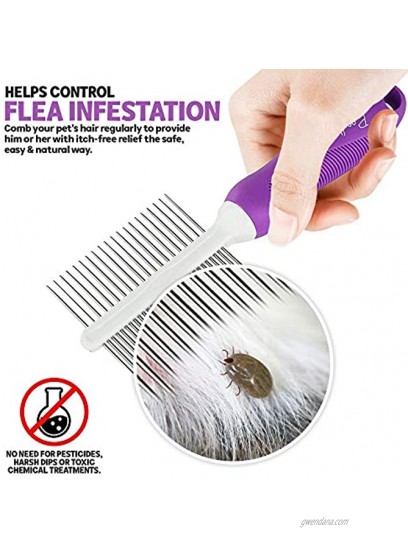 Double-Sided Pet Brush for Grooming & Massaging Dogs Cats & Other Animals – Fur Detangling Pins & Coat Smoothing Slicker Bristles Double The Brushing Groom Power in One Tool