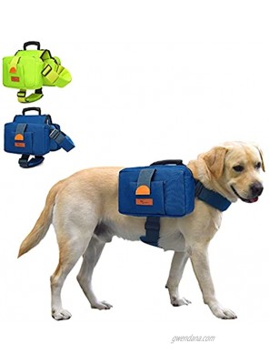 Kinleder Backpacks Pet Hiking Carrier Travel Walking Camping Hound Training Harness Saddle Bag Free Size for Medium & Large Dog
