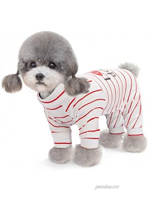 2-Pack Cotton Dog Pajamas Lightweight Dog Onesies for Small Medium Dogs and Cats Puppy Body Suits Cute Baby Dog Jumpsuit I Love My Mommy Daddy Printed Pet Clothes Grey Stars Red Stripes XS
