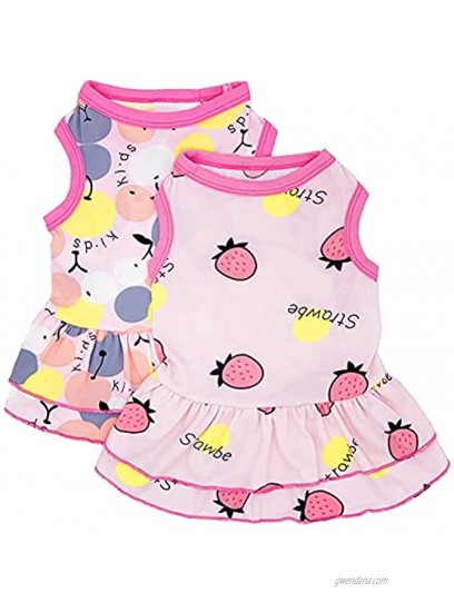 2 Pack Dog Shirt Skirt Pet Clothes Puppy T-Shirts Sleeveless Princess Dress Doggy Outfit Vest Pink Clothing for Small Extra Small Medium Dogs Cats Summer Apparel Pink X-Small