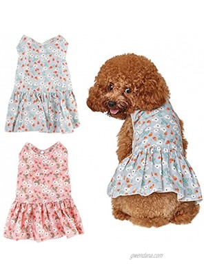 2 Pieces Dog Dress Dog Tutu Princess Dresses for Girl Small Dogs Lovely Summer Puppy Dress Cute Dog Dress for Pet Clothes Birthday Party Flower Dog Dress Shirt Vest Sundress Puppy Clothes