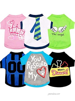6 Pieces Printed Puppy Dog Shirts Pet Shirt Breathable Puppy Dog Clothes Pet Daily Shirt Soft Puppy Sweatshirt for Dogs and Cats M