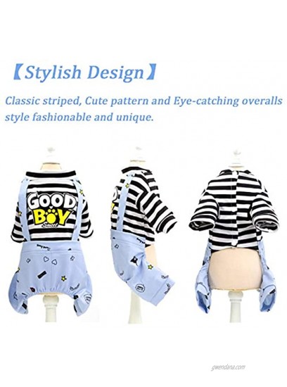 Brocarp Dog Clothes Striped Onesies Puppy Shirt Cute Dog Pajamas Bodysuit Pjs Apparel Pet Outfit for Small Medium Large Dogs Cats Boy Girl