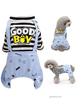Brocarp Dog Clothes Striped Onesies Puppy Shirt Cute Dog Pajamas Bodysuit Pjs Apparel Pet Outfit for Small Medium Large Dogs Cats Boy Girl
