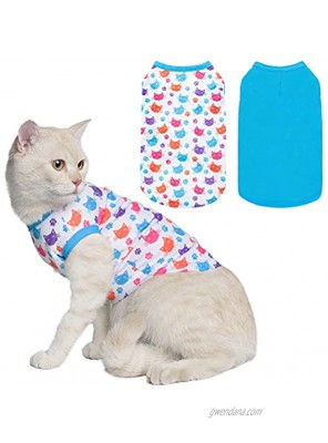 Cat T Shirts for Cats 2 Pack Soft Comfortable Kitty Appreal Cute Cat Sleeveless Clothes for Kittens Puppies