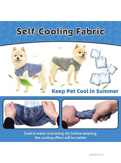 Dog Cooling Shirt 2 Packs Soft Breathable Shirt Self Cooling Absorb Water and Evaporate Quickly Sleeveless Vest for Small Medium Dogs Cats Puppy