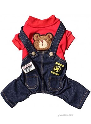 Dog Costume Clothes Cute Denim Overalls for Small & Medium Pets Boy & Girl Dogs Coats Jeans T-Shirts Sweatshirts