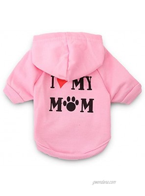 DroolingDog Dog Clothes I Love My Mom Hoodie Pet Puppy Shirts for Small Dogs