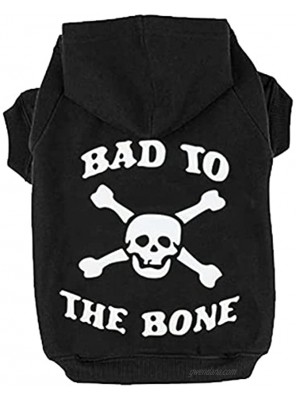 EXPAWLORER Bad to The Bone Printed Skull Cat Fleece Sweatshirt Dog Hoodies