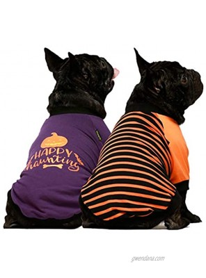 Fitwarm 2-Pack Halloween Dog Shirt for Pet Clothes 100% Cotton Puppy T-Shirts Cat Tee Breathable Stretchy Costumes Medium