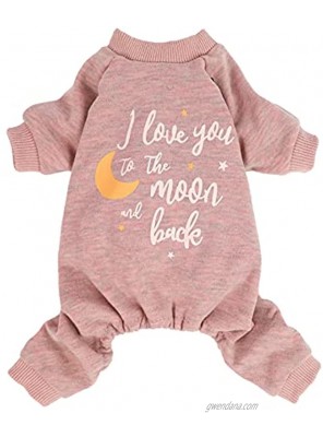 Fitwarm I Love You to The Moon and Back Paw-Some Sleeper Lightweight Velvet Dog Pajamas Thermal Pjs Puppy Clothes Stretchy Doggie Onesie Pet Shirt Cat Jammies