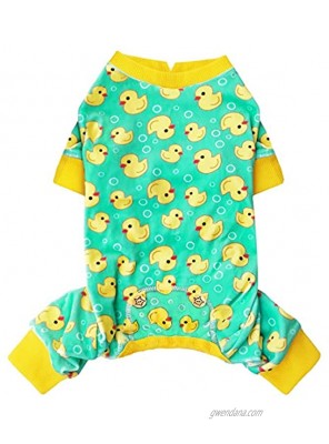 KYEESE Dog Pajama Yellow Duck Soft Material Stretchable Dog Pajamas Onesie Pet Pjs Dog Clothes
