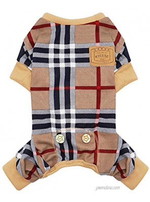 KYEESE Dog Pajamas Checkered Stretchy Soft Dog Pjs Dogs Hair Shedding Cover Doggie Jammies Dog Clothes