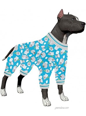 LovinPet Large Dog Clothes Cozy Dog Pajamas Slim Fit Lightweight Pullover Pajamas Full Coverage Dog Pjs Happy Hippo Tossed Hippos Blue Prints Large Breed Dog Pjs