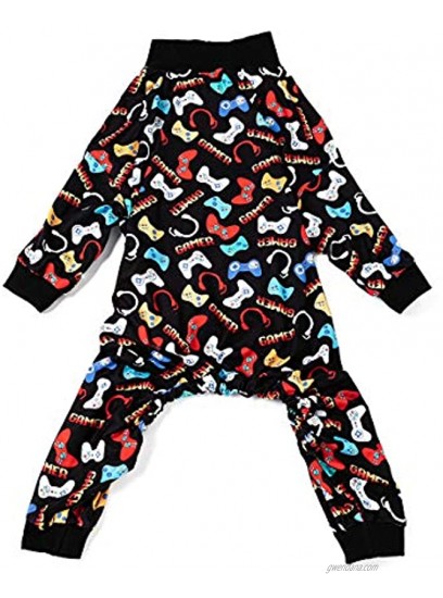 LovinPet Large Dog Pajamas Game Console Print Style UV Protection Post Surgery Anxiety Relief Light Weight Big Dog Pullover Dog Clothe Dog Onesie Dog Shirt Full Coverage Pitbull Types PJS
