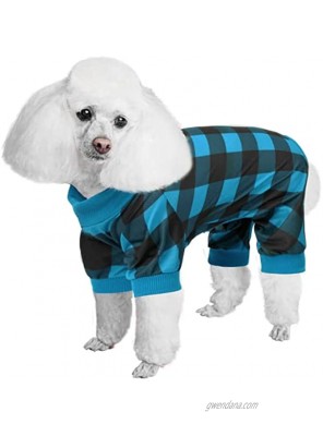 MIGOHI Dog Pajamas Plaid Lightweight Clothes Pet Apparel Stretchable Soft Doggie Onesies Puppy Jumpsuit Pjs All Seasons Blue M