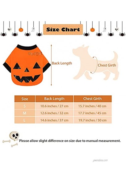 Pedgot 2 Pack Pet Clothes Pumpkin Dog T-Shirt Soft Cotton Funny Pet Costumes for Dogs Puppy Supplies