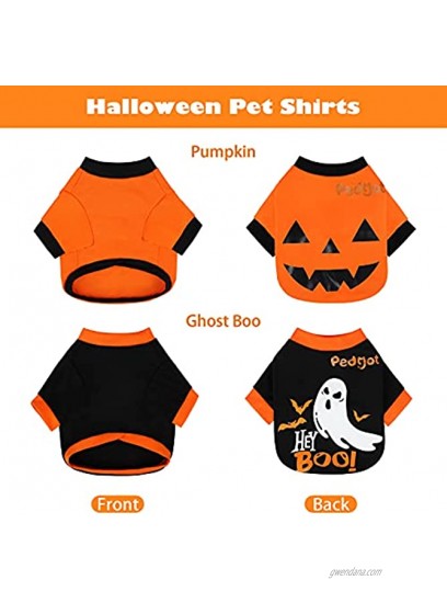 Pedgot 2 Pack Pet Clothes Pumpkin Dog T-Shirt Soft Cotton Funny Pet Costumes for Dogs Puppy Supplies