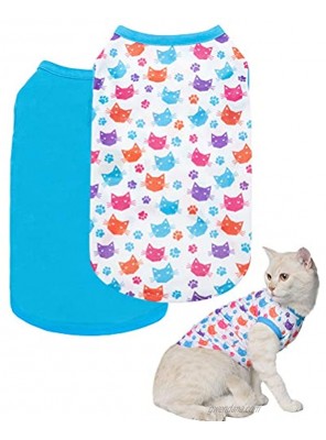 T Shirts for Cats Pet Vest 2 Pack Soft Comfortable Kitty Appreal Cute Cat Sleeveless Clothes for Kittens Puppies