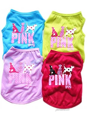 TENGZHI 4Pack Pet Dog Vest Print Breathable Summer Cotton Sleeveless T-Shirt Small Dogs Cat Shirts Clothes