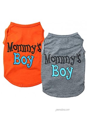 Yikeyo 2-Pack Mommy's Boy Dog Shirt Male Puppy Clothes for Small Dog Boy Chihuahua Yorkies Bulldog Pet Cat Outfits Tshirt Apparel X-Small Gray+Orange