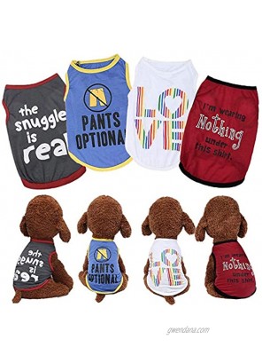 Yikeyo Male Dog Shirts Summer Small Dog Clothes for Boys xs Puppy Clothes Doggy Shirt Pack of 4 Dog Tshirts Outfits for Small Dogs Chihuahua Clothes Dog Clothing 4PC X-Small