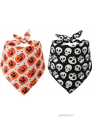 2 Pack Dog Halloween Bandana Fall Pumpkin Puppy Scarf for Small Medium Large Sized Dogs