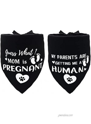 2 PCS Pregnant Dog Bandana My Parents are Getting Me A Human Guess What Mom is Pregnant Pet Scarf Decorations Accessories Black