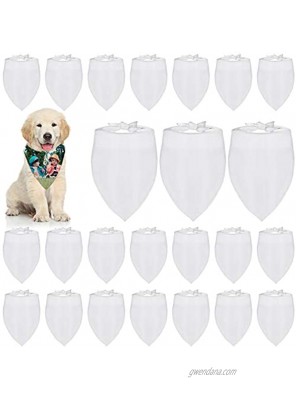 24 Pieces Sublimation Blank Dog Bandanas Solid White DIY Pet Bandanas Triangle Scarf Polyester Pet Heat Transfer Triangle Bibs Kerchief Accessories for Dogs Puppy Cats