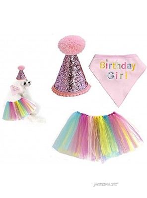 3 Pack Dog Tutus Skirt for Small Dogs Dog Birthday Outfit Girl -Pink Dog Birthday & Bandana Hat