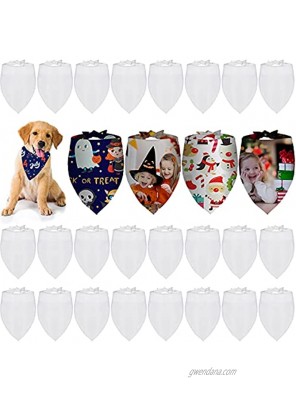 36 Pieces Sublimation Blank Dog Bandanas Solid White DIY Pet Bandanas Dog Triangle Scarf Polyester Pet Heat Transfer Triangle Bibs Kerchief Accessories for Dogs Puppy Cats Halloween Christmas