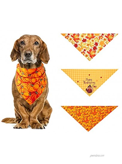 3Pcs Halloween Dog Bandanas Thanksgiving Pet Triangle Bibs Fall Pumpkin Maple Leaf Printed Dog Kerchief Adjustable Washable Scarfs Accessories for Small Medium Large Girl Boy Dogs Puppies Cats Pets