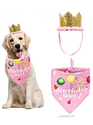 ADOGGYGO Dog Birthday Bandana Hat Set Dog Puppy Birthday Party Supply Dog Bandana Boy Girl Puppy Birthday Hat Scarf for Small Medium Dog Pet
