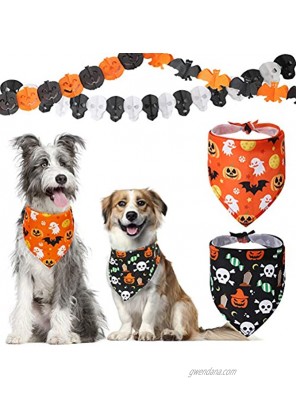 BINGPET Halloween Dog Bandana 2 Pack with 3 Pcs Decoupage Decorations Adjustable Soft and Durable Pet Triangle Scarf Full of Halloween Atmosphere Patterns Fit for Dogs and Cats