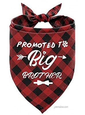 Classic Red Plaid Dog Bandana Promoted to Big Brother Dog Bandana Pet Baby Announcement Plaid Scarf Gender Reveal Accessories Pet Scarves Dog Lovers Owner Gift for Small Medium Large Dog