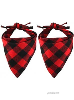 Deedose Dog Bandana 2 Pack Red and Black Plaid Pet Kerchief Triangle Bibs Scarf for Large Medium Small Dogs Puppy Thanksgiving Birthday Party Daily Use