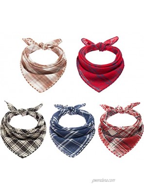 Dog Bandana Classic Plaid 5 Pack Reversible & Washable Square Dog Kerchief Pet Triangle Scarf for Dogs