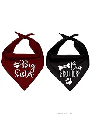 family Kitchen Big Sister Brother Pregnancy Announcement Dog Bandana Gender Reveal Photo Prop Pet Accessories Scarf Scarves for Dog Lovers Pack of 2