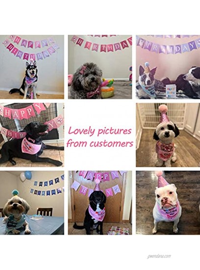 GAGILAND Dog Birthday Bandana Hat Banner Set Dog Boy Girl Cute Bow Tie Scarf Birthday Party Supplies Decorations