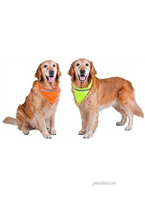 MSNFOASM Dog Bandanas Reflective Dog Scarf Velcro Dog Bandana Cat Yellow Orange Red Green
