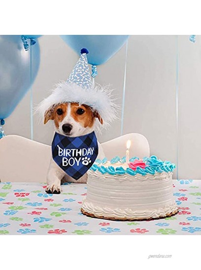 STMK 2 Pack Dog Birthday Bandana Dog Birthday Boy Girl Bandana Plaid Triangle Scarf for Dog Puppy Birthday Party Supplies