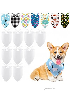 URATOT 16 Pieces Solid Pet Triangle Scarf Sublimation Blank DIY Dog Bandanas Heat Press Pet Triangle Scarfs Kerchief Pet Heat Transfer Triangle Scarfs for Dogs and Cats White