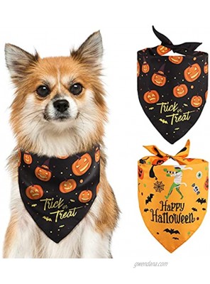 Yicostar Halloween Dog Bandana 2 Pack Pumpkin Reversible Dog Bandanas Triangle Bibs Pet Scarf Accessories for Small Medium Large Dogs and Cats