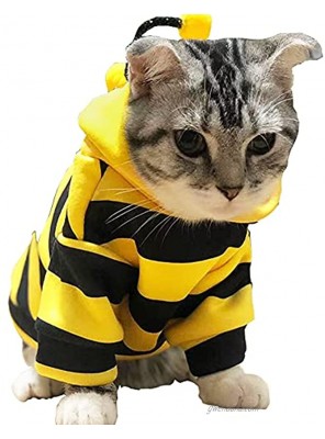 Anelekor Pet Bee Halloween Costume Dog Hoodies Cat Holiday Cosplay Warm Clothes Puppy Cute Hooded Coat Christmas Outfits for Cat and Small Dogs C Small