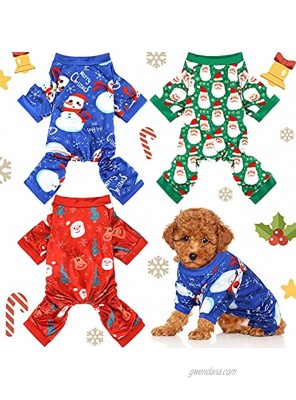 Christmas Dog Pajamas 3 Pieces Pet Clothes Costume Xmas Apparel Jumpsuit Puppy Christmas Pajamas for Pet Holiday Decorations