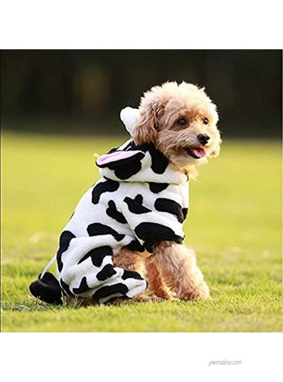 Coppthinktu Dog Cow Costume Adorable Halloween Dog Costumes Cow Style Hoodie Soft and Comfortable Jumpsuits for Small Dog