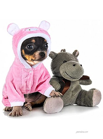 Dreaflet 2 Pieces Cute Dog Costume Cat Clothes Pink Pig Design PET Costume Dinosaur Clothing Costume Puppy Outfits PET Warm Hoodie Dress up Clothes for Puppies and Kitten