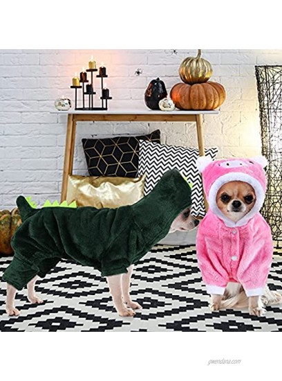Dreaflet 2 Pieces Cute Dog Costume Cat Clothes Pink Pig Design PET Costume Dinosaur Clothing Costume Puppy Outfits PET Warm Hoodie Dress up Clothes for Puppies and Kitten