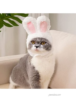 GAPZER Cat Bunny Hat with Ears Cat Easter Costume Rabbit hat Adjustable Headwear for Cat Kitten Puppy