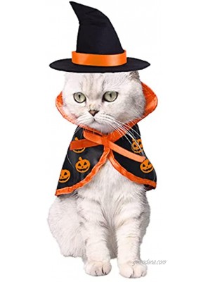 Halloween Cat Pet Wizard Costume Cats Small Dogs Clothes Outfit Witch Cape with Hats Pets Costume Apparel for Kitten Puppy for Birthday Cosplay Halloween Eve Party